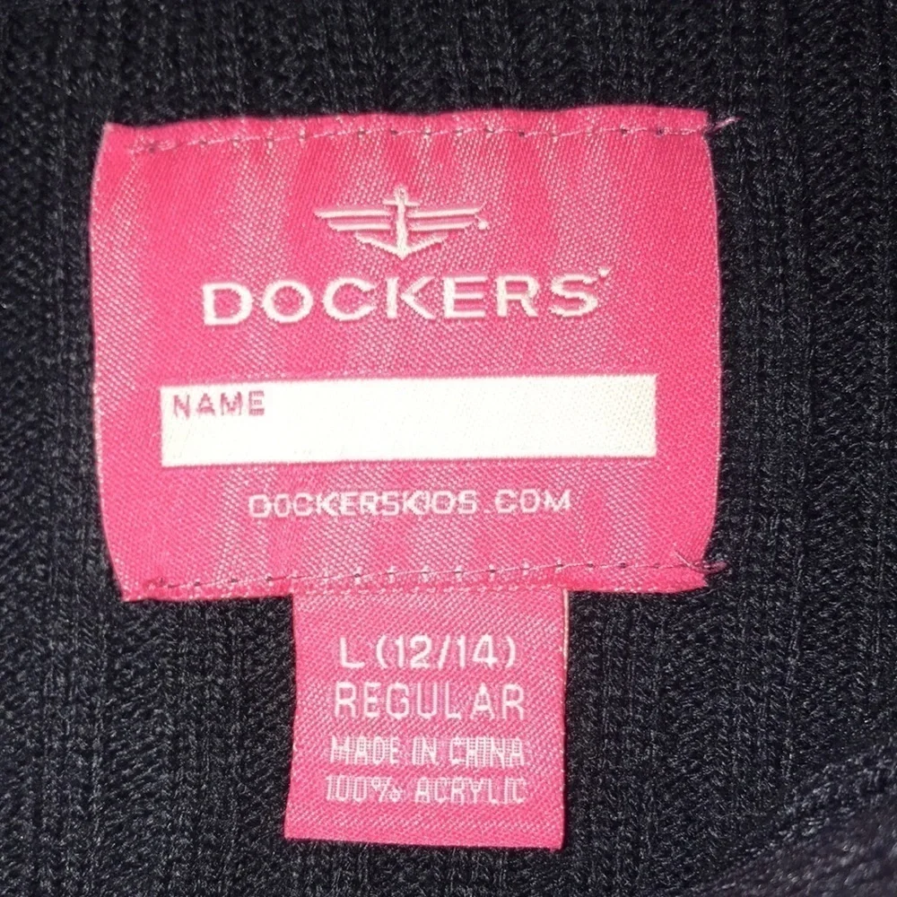𝅺DOCKERS zip up hooded knit sweater dark navy 2 pockets size L